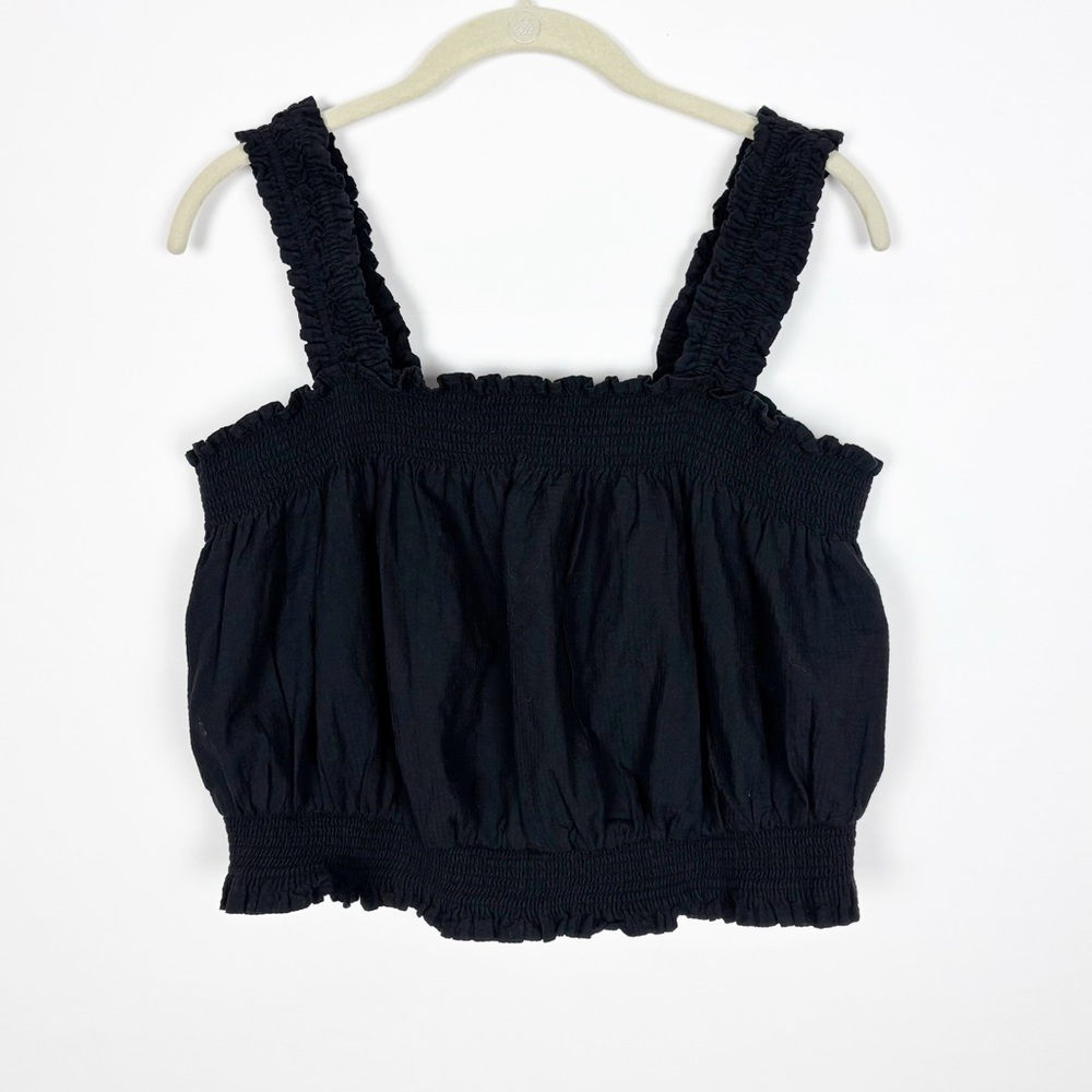 Free Assembly Smocked Crop Top Black Size Large